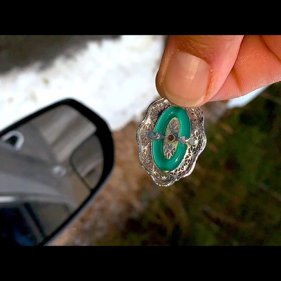 Beautiful Vintage Silver Jadeite pendant - Picture 3 of 4